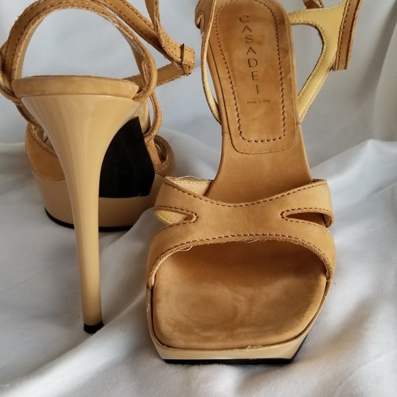 Casadei Tan Suede/Cavas Platform Sandal 9 (1/2) - Picture 3 of 4